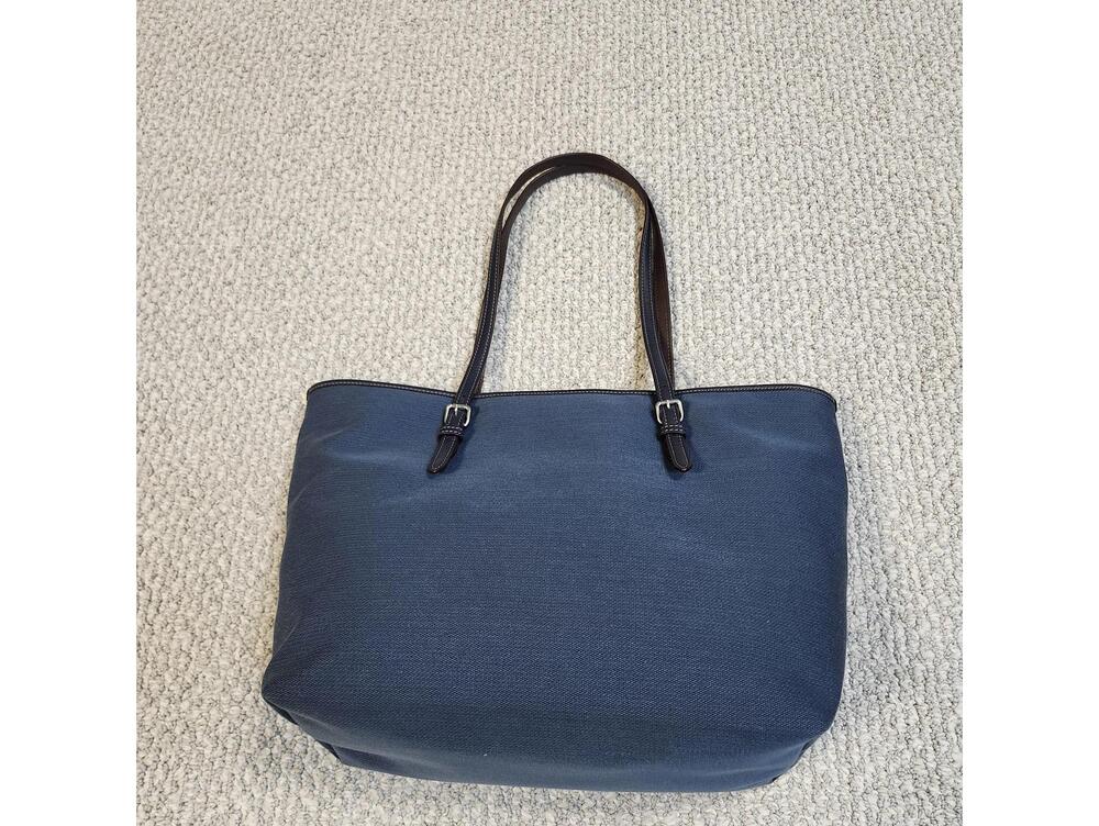 Coach City Tote Navy Blue Canvas Bag Leather Handles New Without Tags - Picture 8 of 12